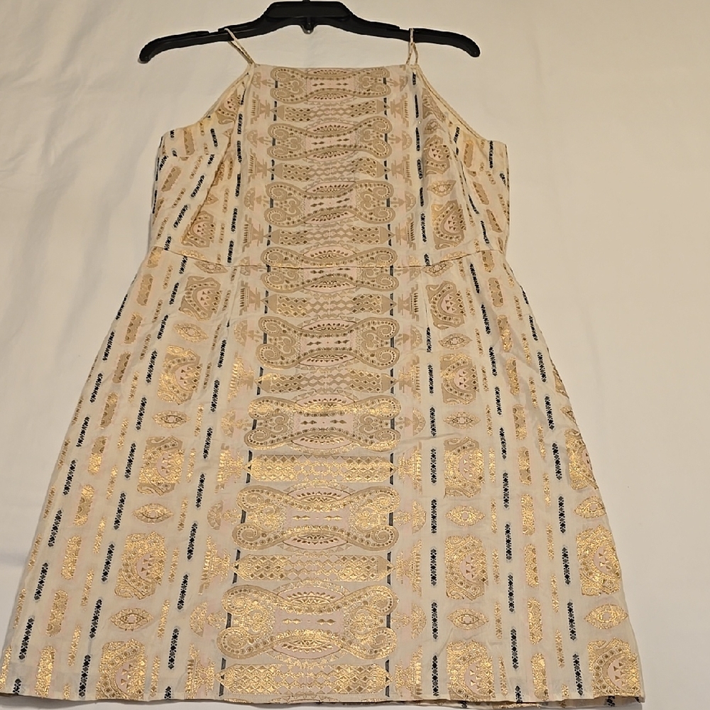 Tory Burch Gold and Black Patterned Dress